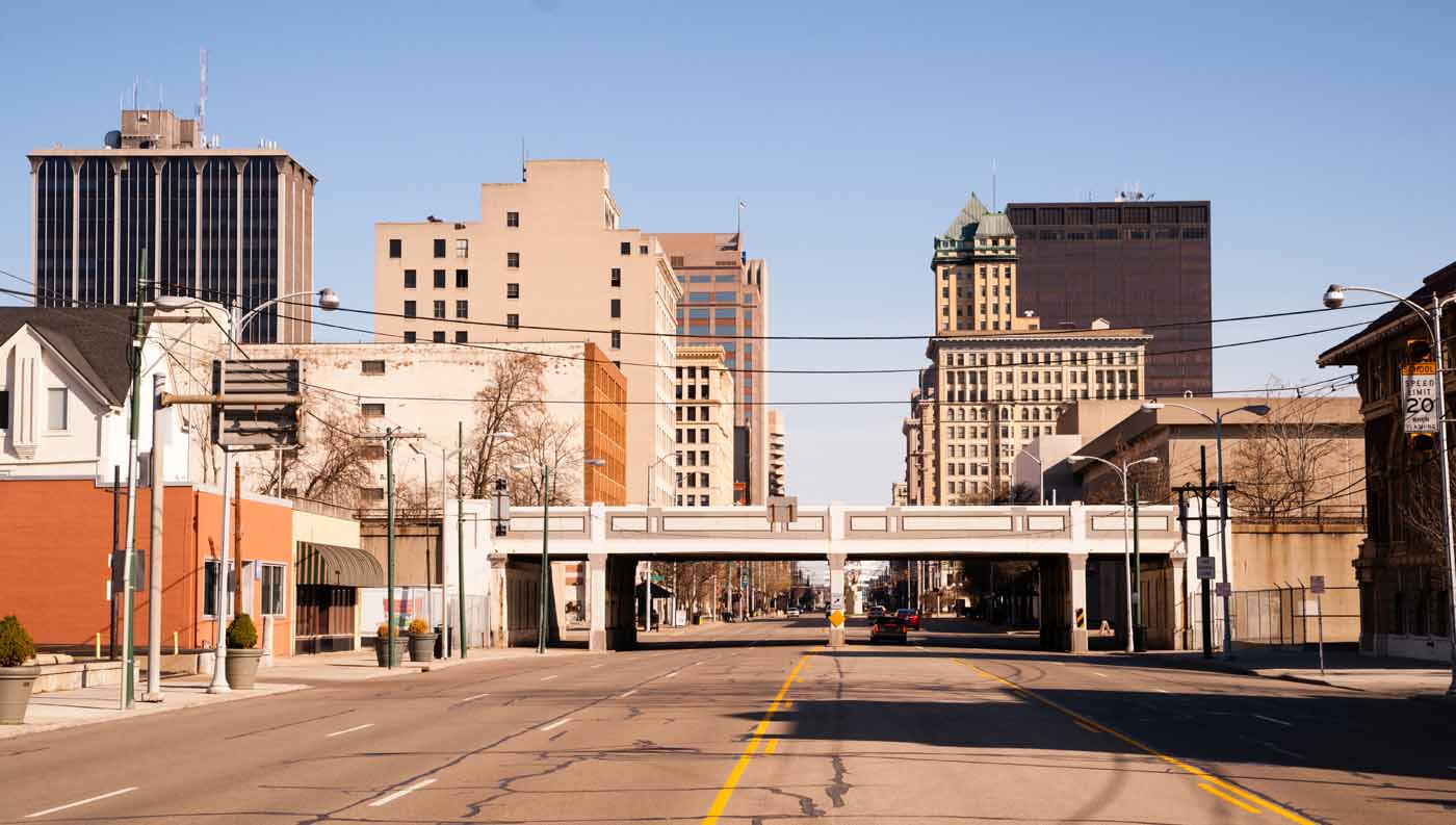 Dayton Ohio commercial cleaning services and janitorial company showing the skyline on a day with little traffic