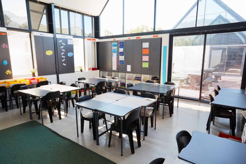 Private school cleaning services in Columbus, Cincinnati, Dayton, Cleveland, Springfield, & Newark, Ohio showing a small private school classroom for young learners.