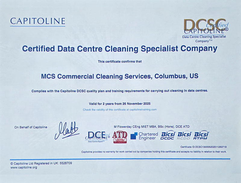 Ohio certified data center Cleaning Specialist Company