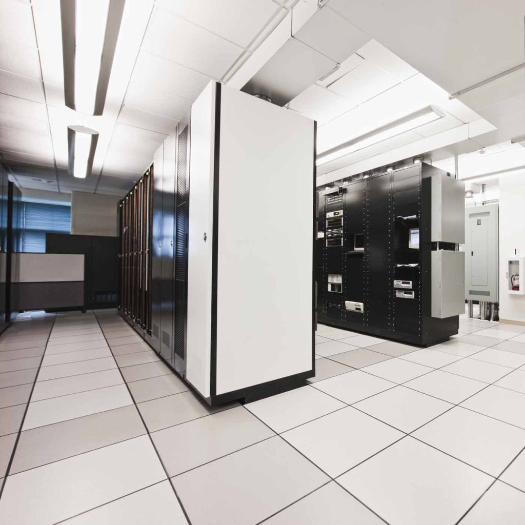 Data center cleaning in Columbus, Cincinnati, Cleveland, Springfield, Dayton, Newark, New Albany, and throughout Ohio showing data center server room with subfloor.
